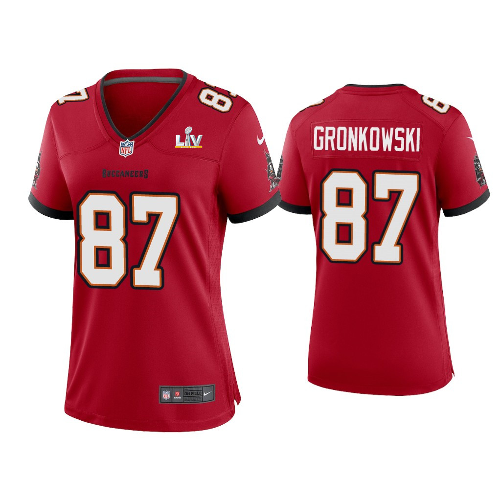 Women's Tampa Bay Buccaneers #87 Rob Gronkowski Red NFL 2021 Super Bowl LV Limited Stitched Jersey(Run Small)